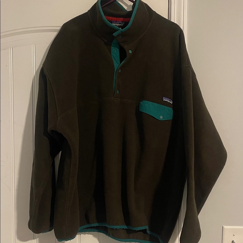 Patagonia Olive and Teal/Green Fleece Jacket